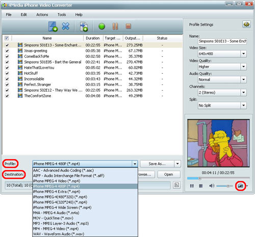 Convert videos files to iPhone movie