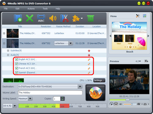 MPEG to DVD burning software