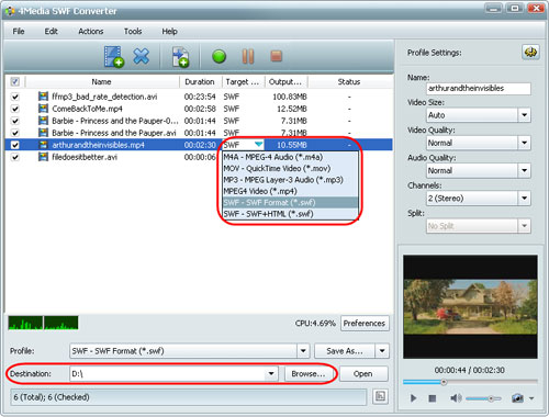 How to convert videos to SWF format