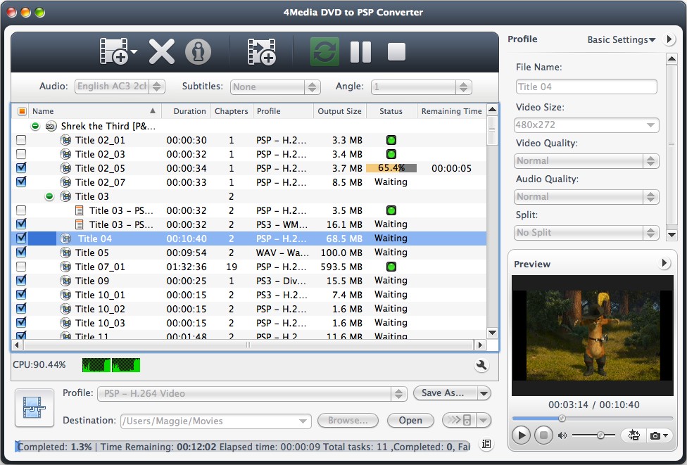 4Media DVD to PSP Covnerter for Mac Screenshot