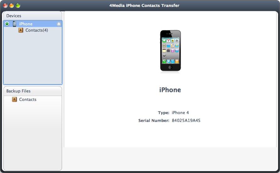 4Media iPhone Contacts Transfer for Mac Screenshot