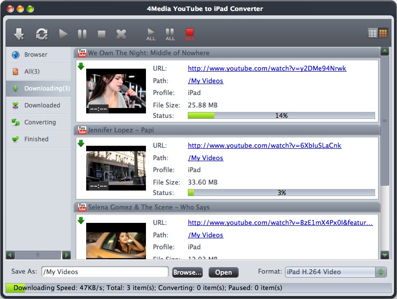 4Media YouTube to iPad Converter for Mac Screenshot