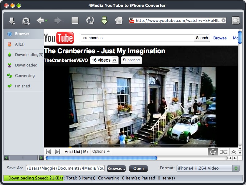 4Media YouTube to iPhone Converter for Mac Screenshot